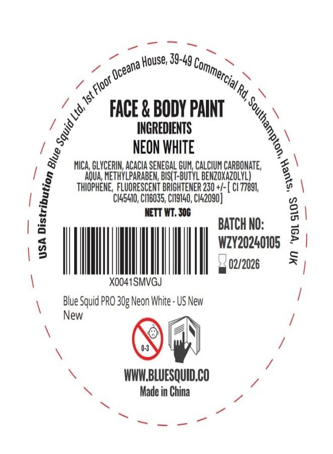 Blue Squid Face Paint Water Based Single Cake Professional Face Paint & Body Paint - Water Activated, Kids Adults Face Painting for Costume, Halloween Makeup, Cosplay - Neon White Face Paint 30g - Image 3
